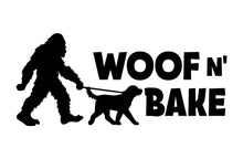 Bigfoot walking a dog under logo name